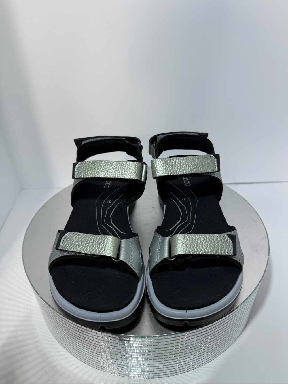 Ecco women Silver Metallic Strappy Sport Sandals size 7